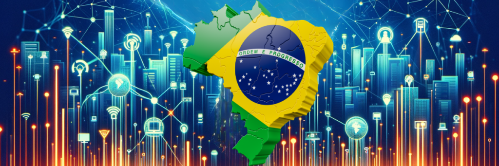 Mapa do Brasil ilustrando a conectividade da internet banda larga em todo o país